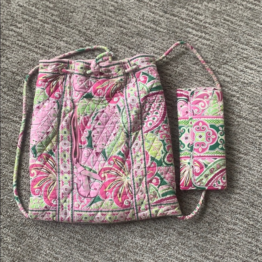 Vera Bradley drawstring bag and wallet